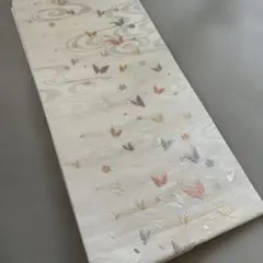 ✨️美品✨️正絹 袋帯 淡色地 蝶 流水柄 訪問着 付け下げ カラフル