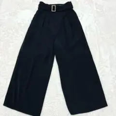 イーハイフンワールドギャラリー ワイドパンツ ガウチョパンツ ブラック ベルト付