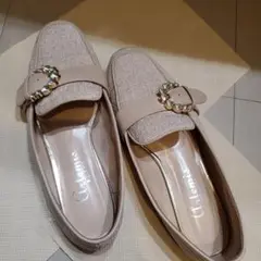 本日まで☆美品☆アルテミスバイダイアナベージュ フラットシューズ ストーン付き