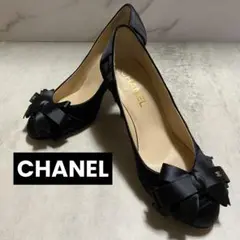 高級✨美品✨CHANEL パンプス ハイヒール ココマーク リボン 黒