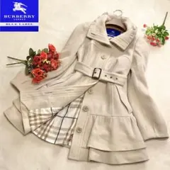 フリルデザイン✨ バーバリーブルーレーベル アンゴラウール ロングコート フレア