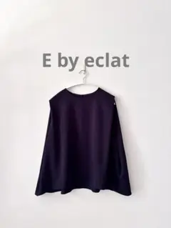 E by eclat エクラ とろみ　華奢見えノースリーブ　ネイビー　ブラウス