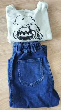 スヌーピートレーナー110size＆ストレッチデニムパンツ100sizeのセット
