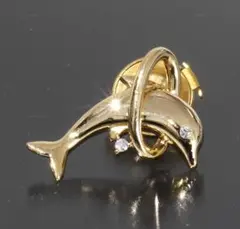 タサキ 田崎真珠 TASAKI イルカ ダイヤ ピンブローチ K18YG