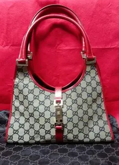 美品 GUCCI トートバッグ ジャッキー GG柄 キャンバス レザー