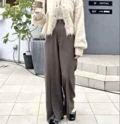 Kastane プリーツスラックスワイドパンツ