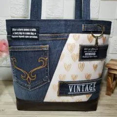 505✩.*˚デニムリメイク トートバッグ ハンドメイド