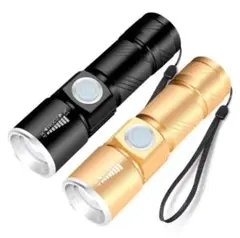 ☆ペアセット☆2つで!超経済的 懐中電灯 led 強力 USB充電式 防水 防災