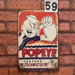 ポパイ POPEYE 《59》レトロ ブリキ 看板 ☻