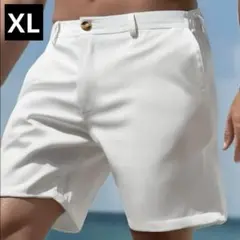 【新品/XLサイズ】ゴルフウェア メンズ ハーフパンツ 短パン ホワイト 白色