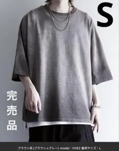 CUSSIL フェードグラデーションガーメントダイ半袖Tシャツ ブラウン