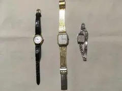 アンティーク腕時計(セイコー クォーツ時計 シルバー ゴールドらしい？)3セット