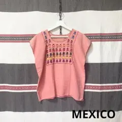 MEXICO ハンドメイド刺繍カットソー ネイティブデザイン 短丈 メキシコ購入
