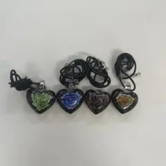 ハート型ガラスペンダント3個セット