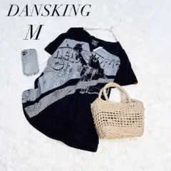 ダンスキン/Tシャツ/半袖/コットン混/プリント/M/黒/美品✨️