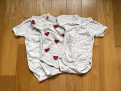 ハートプリント半袖あわせボディ3枚組