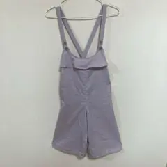POMONA KISS サロペット140 薄紫ストライプ柄　ポケット2つ付き