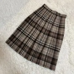 《良品》Pretty Up チェック柄スカート モカ プリーツ キレイめ