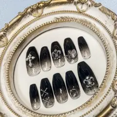 【現品】ネイルチップ クロムネイル 黒 クロム
