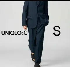 ユニクロC 感動タックパンツ ネイビー S