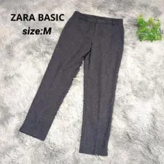 ZARA BASIC ダークグレー スリムフィットパンツ 【M】裾スリット ザラ