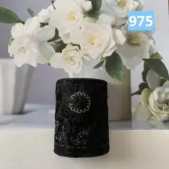 再販✨インド刺繍リボン　ポニーフック　ブラックワントーン