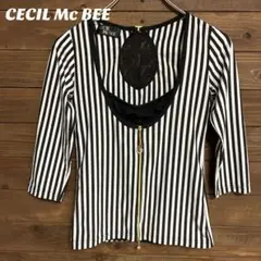 ♦︎【セシルマクベー】CECIL Mc BEE ストライプ 五分袖 トップス S