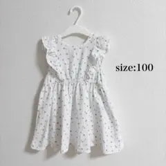 子供服 しまむら ノースリーブ ワンピース ホワイト 花柄 白 100 完売品