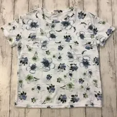 花柄 半袖Tシャツ M-L Lapua トップス ホワイト 透かし カットソー