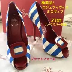極美品!ロジェヴィヴィエ アイコンバックル オープントゥプラットホーム 23㎝
