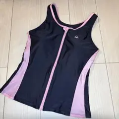 【美品】ベネトン フィットネス水着　トップスのみ　Lサイズ　フルジップ　ピンク