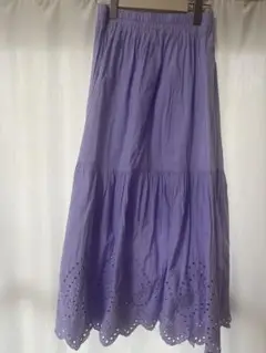 VIS ラベンダー色 刺繍入りロングスカート F