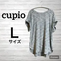 cupio 半袖チュニック 青系ストライプ