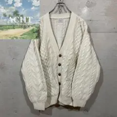 vintage デザイン ケーブル フィッシャーマンニット カーディガン レトロ