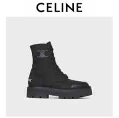 新作 CELINE セリーヌ バルキー ロゴブーツ ブーティ 黒 37