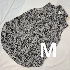 美品｜H&M｜レオパード柄｜ヒョウ柄ノースリーブシャツ｜Mサイズ相当｜透け感