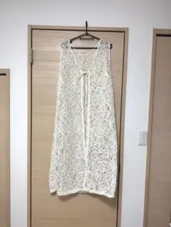 美品 Amista レースコードロングジレ L