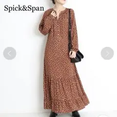 スピックアンドスパン レーヨンドットワンピース ロング ブラック 日本製