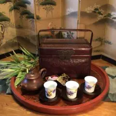 輪島塗　宗陽造　七宝蒔絵　茶箱　茶筅筒　茶碗など　四点　一式　M　R6237 輪島塗 宗陽造 七宝蒔絵 茶箱 茶筅筒 茶碗など 四点 一式 M