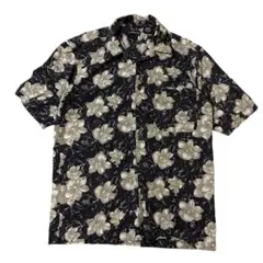 アメリカ古着　GEORGE ジョージ　シルク　アロハシャツ　ハイビスカス