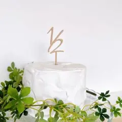 1/2 ケーキトッパー　ハーフバースデー　誕生日　1/2バースデー　木製　ケーキ