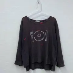 Samansa Mos2 プレート柄刺繍入り長 袖カットソー茶L