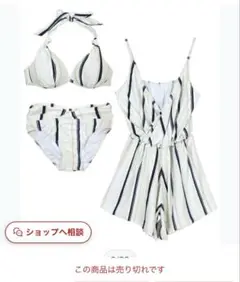 ストライプ柄ビキニ＆オールインワンセット　Lサイズ