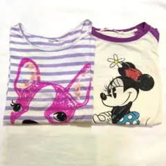 ミニーマウスとストライプTシャツ2枚セット