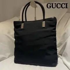 GUCCI グッチ トートバッグ ハンドバッグ ナイロン レザーハンドル 黒