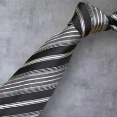 C467/ARMANI COLLEZIONI ネクタイ 黒 白 レジメンタル