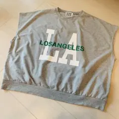 オーバーサイズ　レディース　グレー　ノースリーブ　トップス　カットソー　Tシャツ