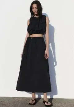 ZARA カーゴスカート　ブラック　Sサイズ