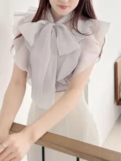 MERCURYDUO オーガンジー配色メローブラウス