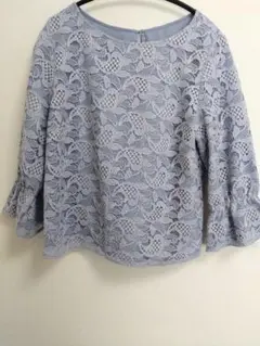 MICHEL KLEN 花柄レース フレア袖 シャツ38